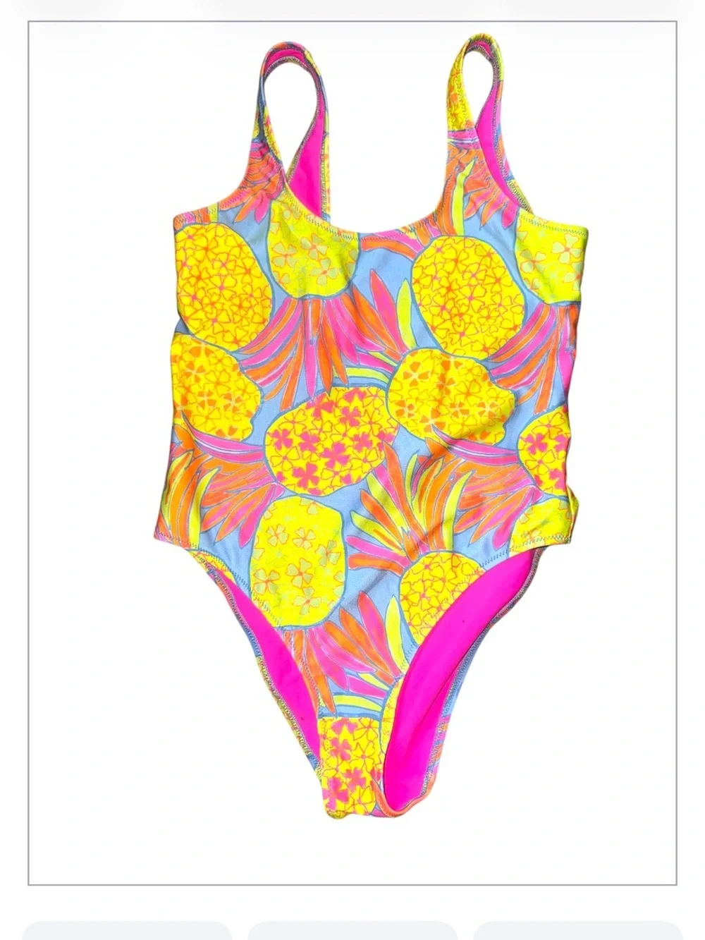 Chubbies Neon Pineapple One Piece Swimsuit Medium